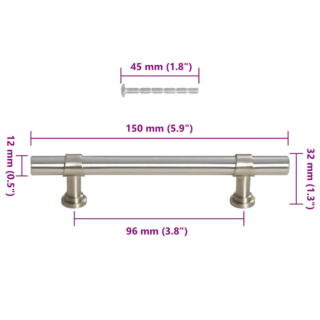 Möbelgriffe 10 Stk. Silbern 96 mm Edelstahl