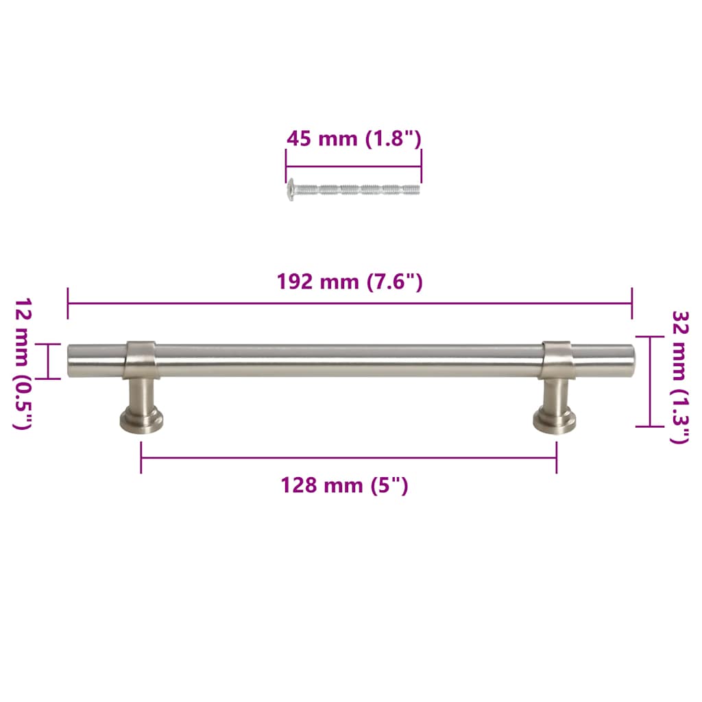 Möbelgriffe 10 Stk. Silbern 128 mm Edelstahl