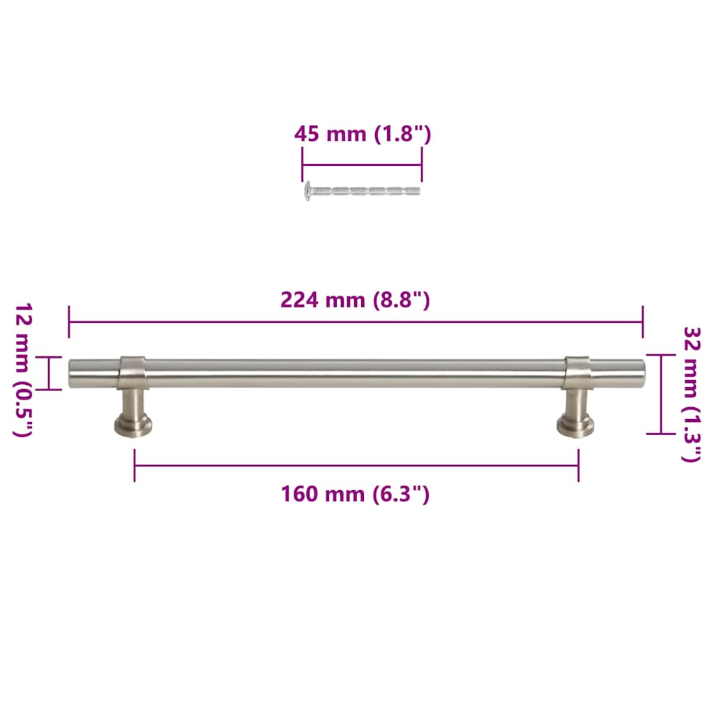 Möbelgriffe 10 Stk. Silbern 160 mm Edelstahl