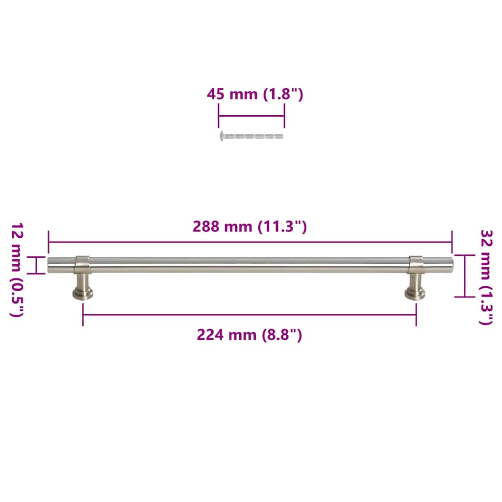 Möbelgriffe 5 Stk. Silbern 224 mm Edelstahl
