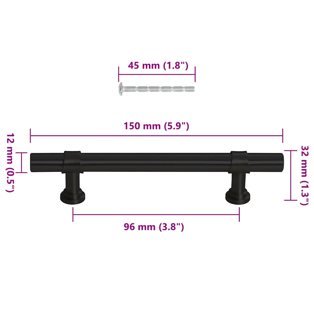 Möbelgriffe 10 Stk. Schwarz 96 mm Edelstahl