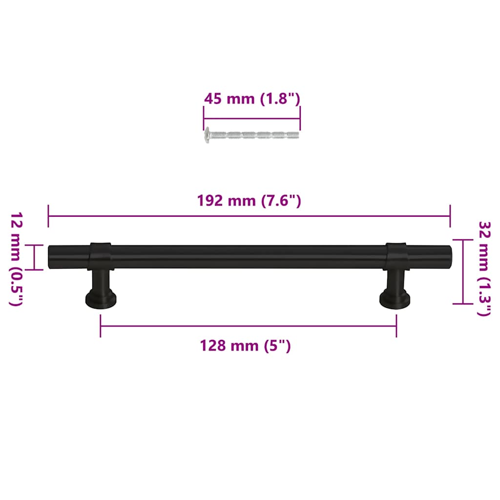 Möbelgriffe 10 Stk. Schwarz 128 mm Edelstahl