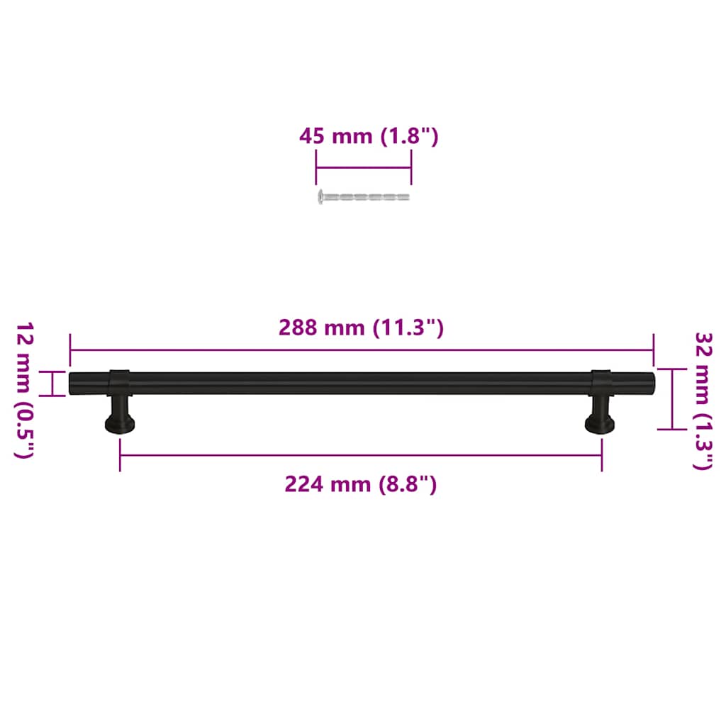 Möbelgriffe 5 Stk. Schwarz 224 mm Edelstahl