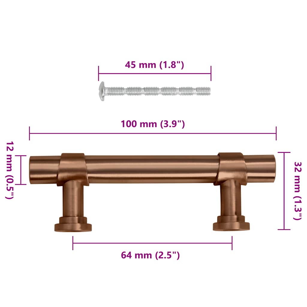 Möbelgriffe 10 Stk. Bronzen 64 mm Edelstahl