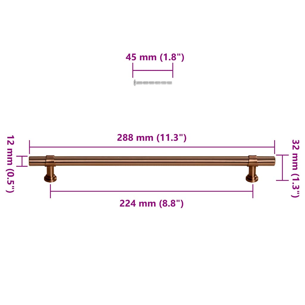 Möbelgriffe 5 Stk. Bronzen 480 mm Edelstahl