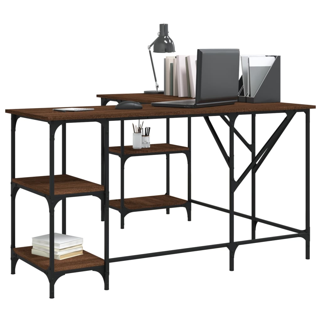 Desk Brown Oak Look 139x139x75 cm Wood Material