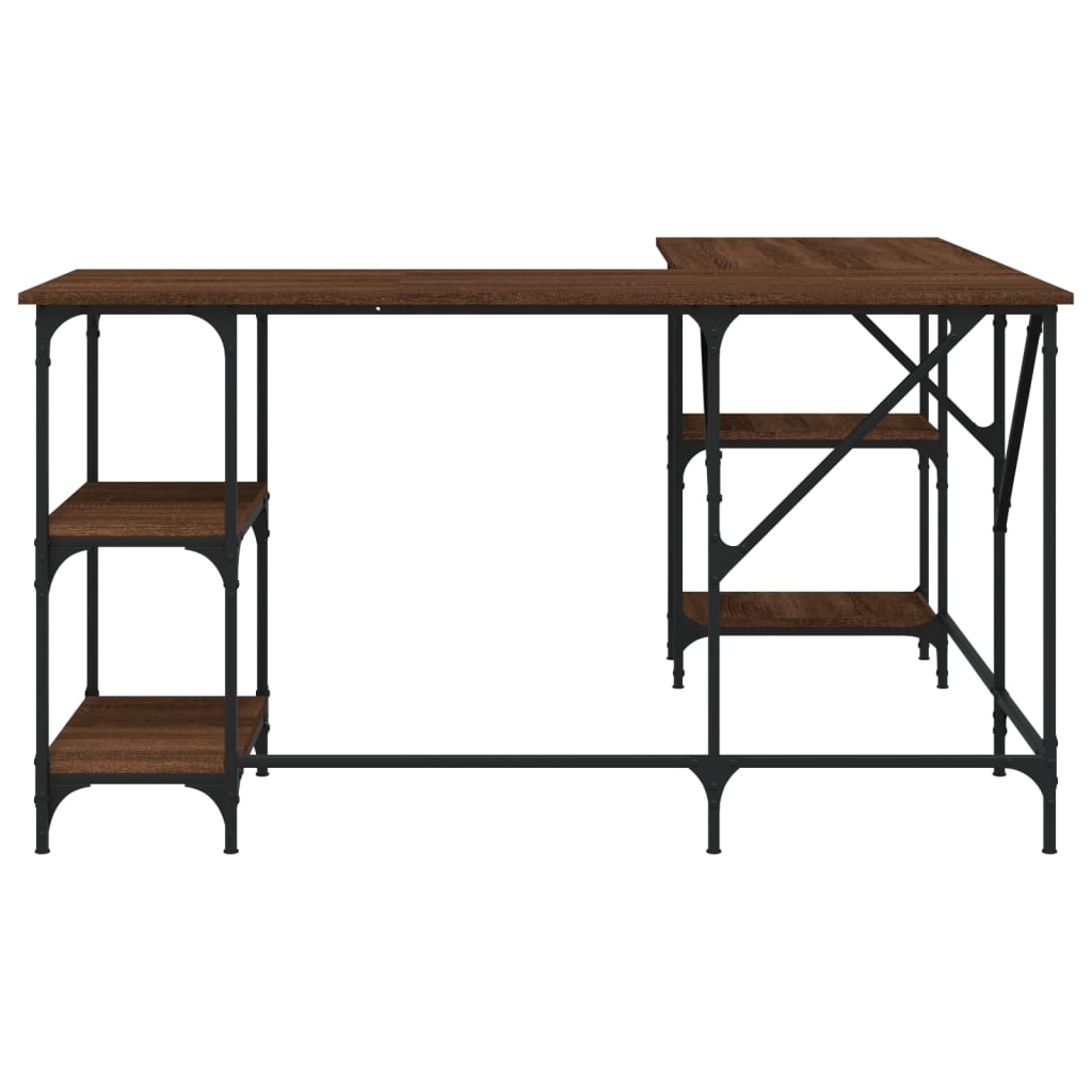 Desk Brown Oak Look 139x139x75 cm Wood Material