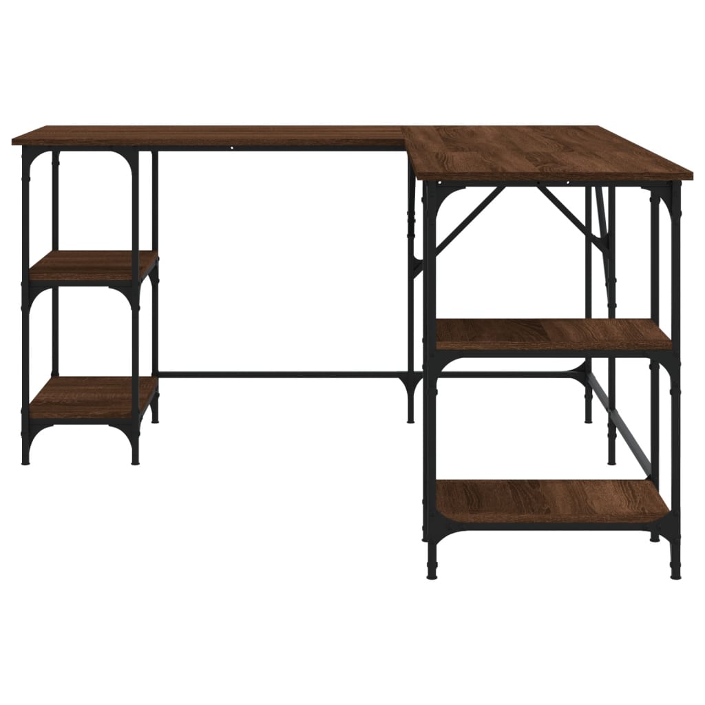 Desk Brown Oak Look 139x139x75 cm Wood Material