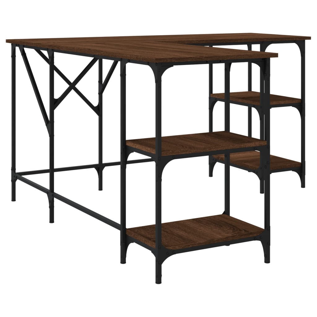 Desk Brown Oak Look 139x139x75 cm Wood Material