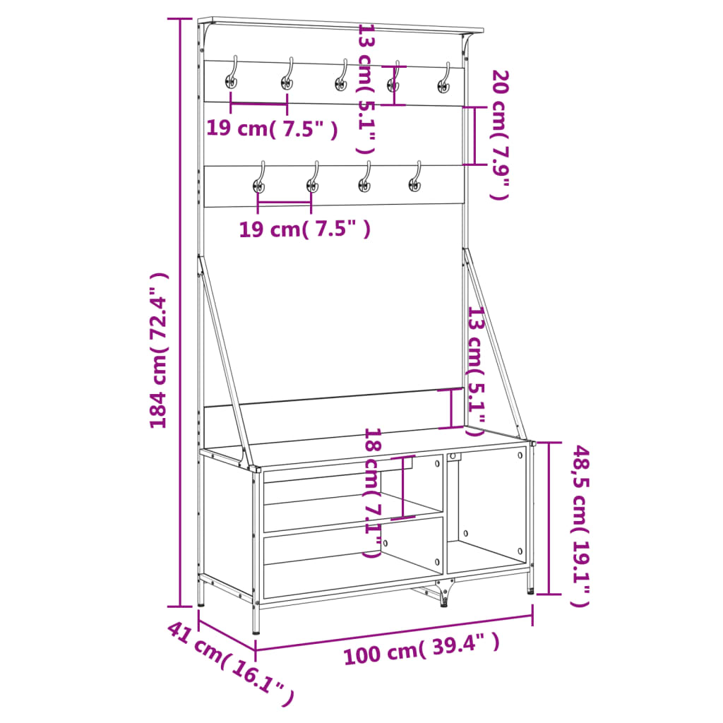 Clothes Rack with Shoe Rack Black 100x41x184 cm