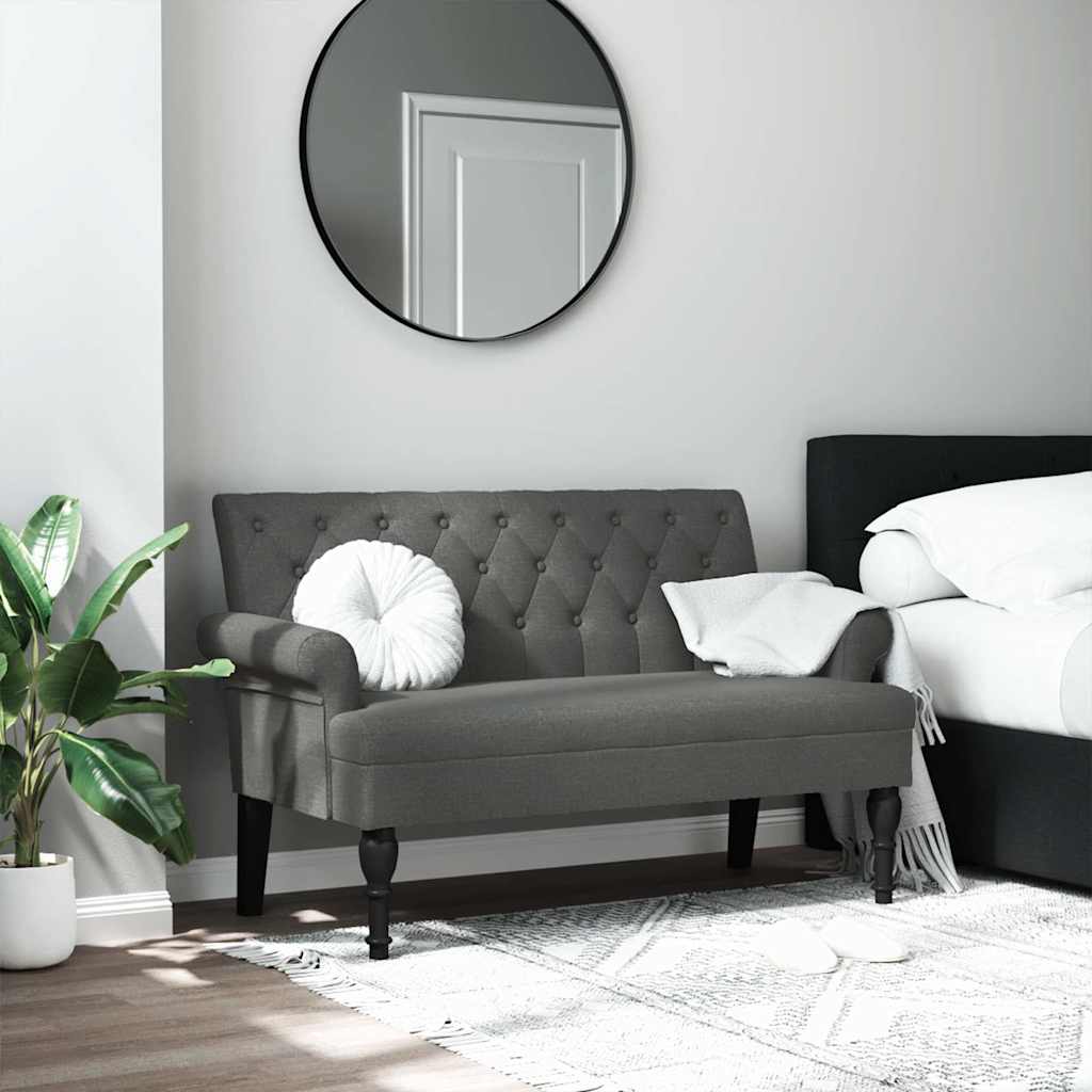 Sitzbank mit Rückenlehne Dunkelgrau 120x62x75,5 cm Stoff