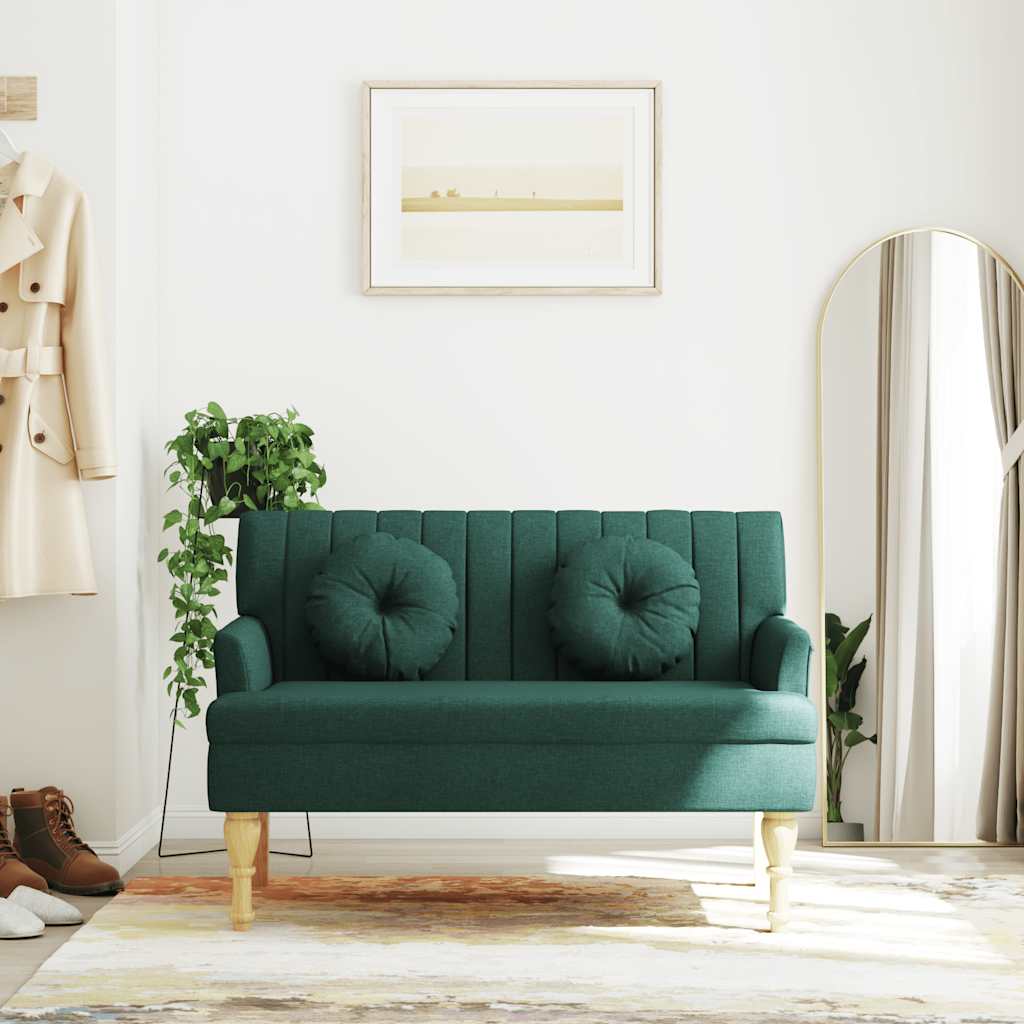 Sitzbank mit Kissen Dunkelgrün 113x64,5x75,5 cm Stoff