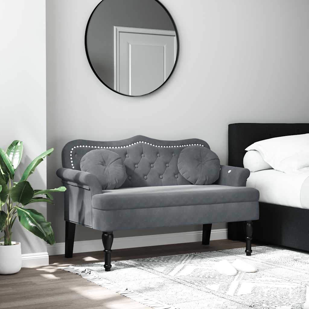 Sitzbank mit Kissen Dunkelgrau 120,5x65x75 cm Samt