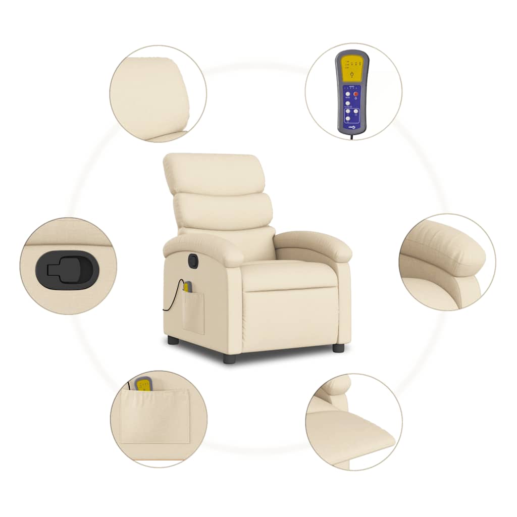 Massagesessel Creme Stoff