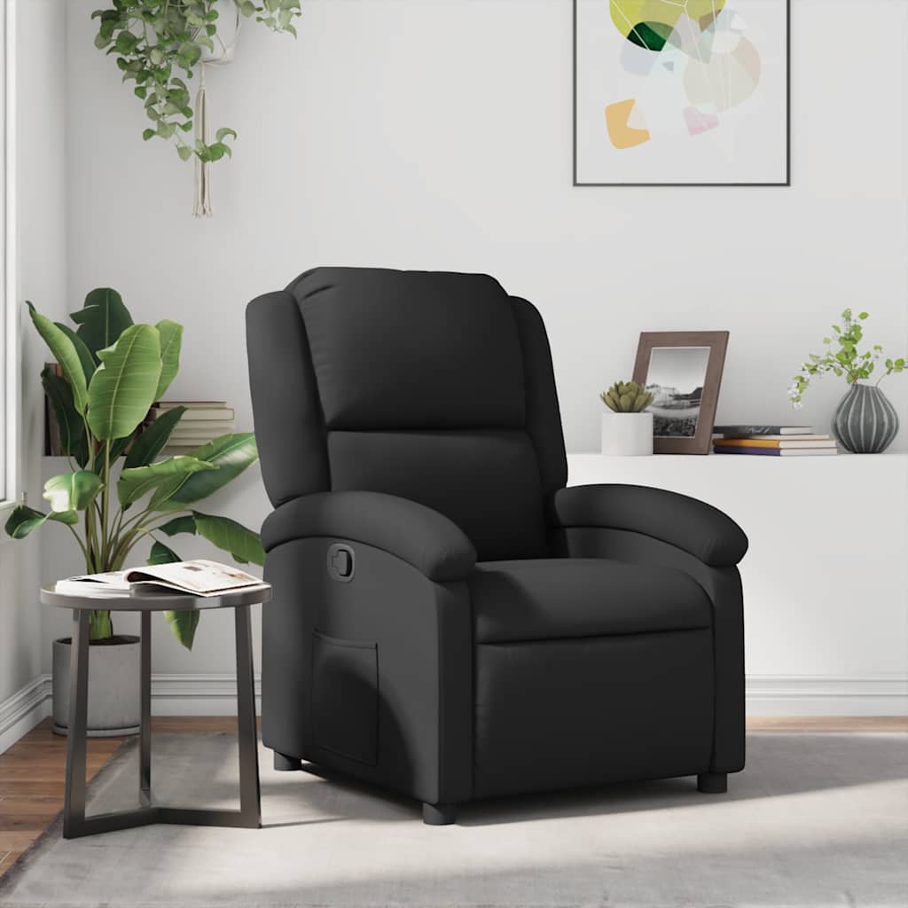 Relaxsessel Schwarz Echtleder
