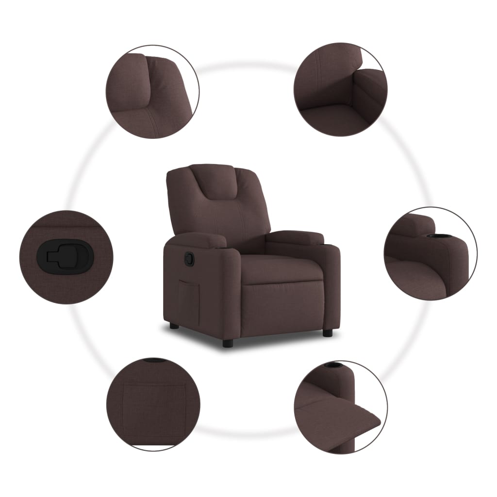 Relaxing Chair Dark Brown Fabric