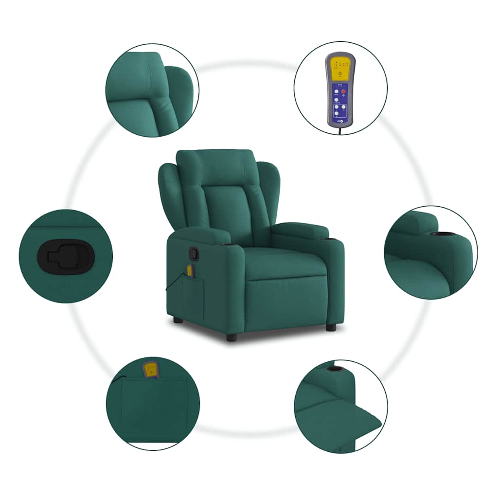 Massage Chair Dark Green Fabric