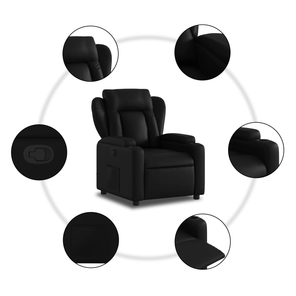 Relaxing Chair Black Faux Leather
