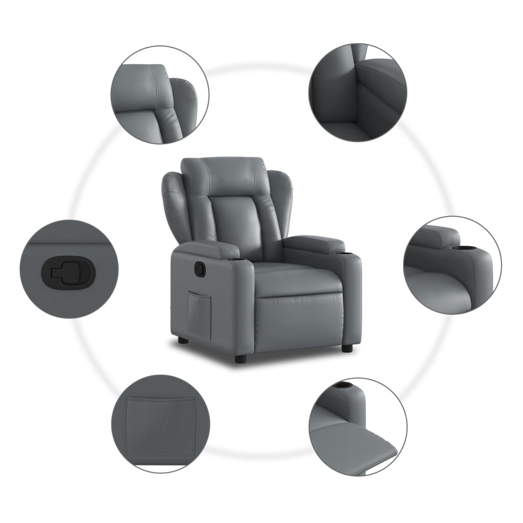Relaxing Chair Gray Artificial Leather