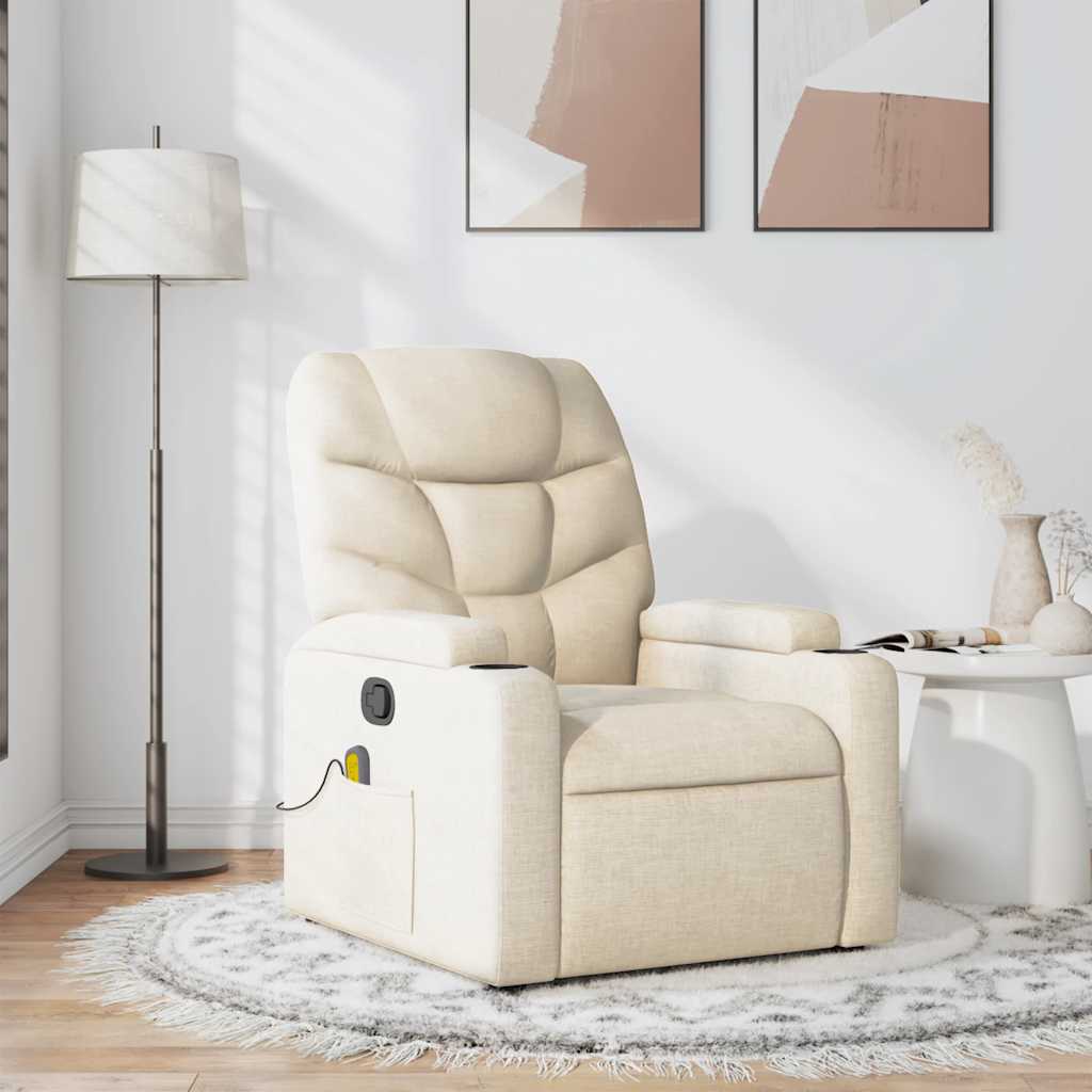 Massagesessel Creme Stoff