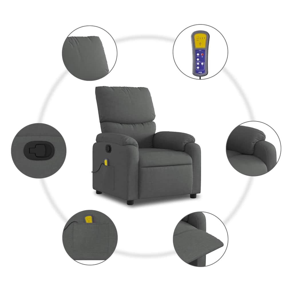 Massage Chair Dark Gray Fabric
