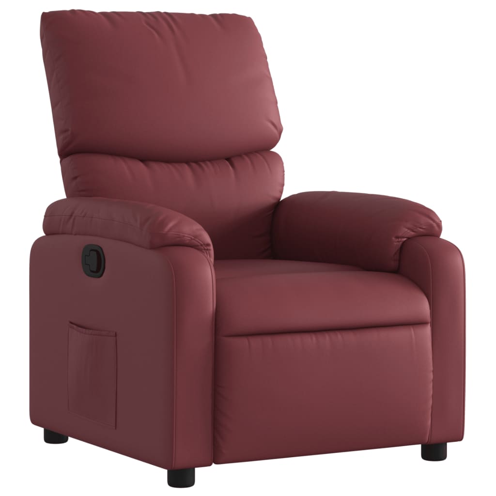 Relaxing chair wine red artificial leather