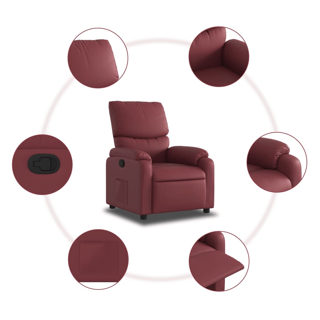 Relaxing chair wine red artificial leather