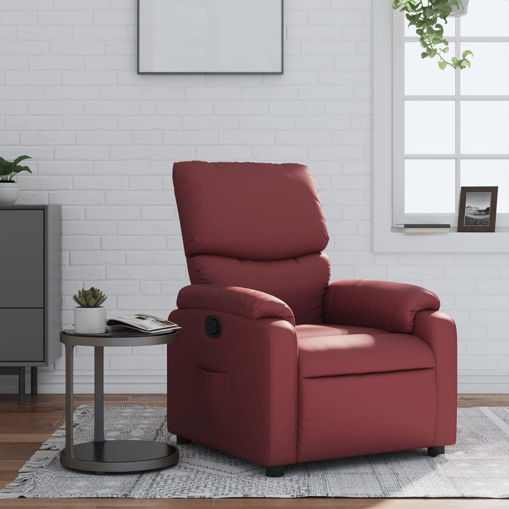 Relaxing chair wine red artificial leather