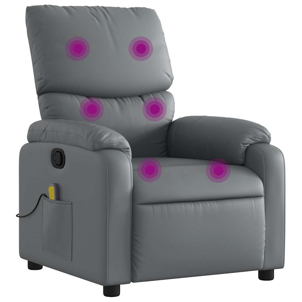 Massage Chair Gray Faux Leather