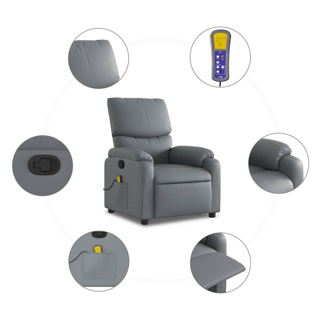Massage Chair Gray Faux Leather