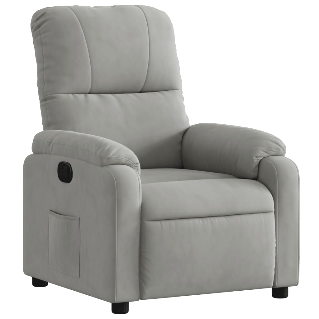 Relaxing chair light gray microfiber fabric