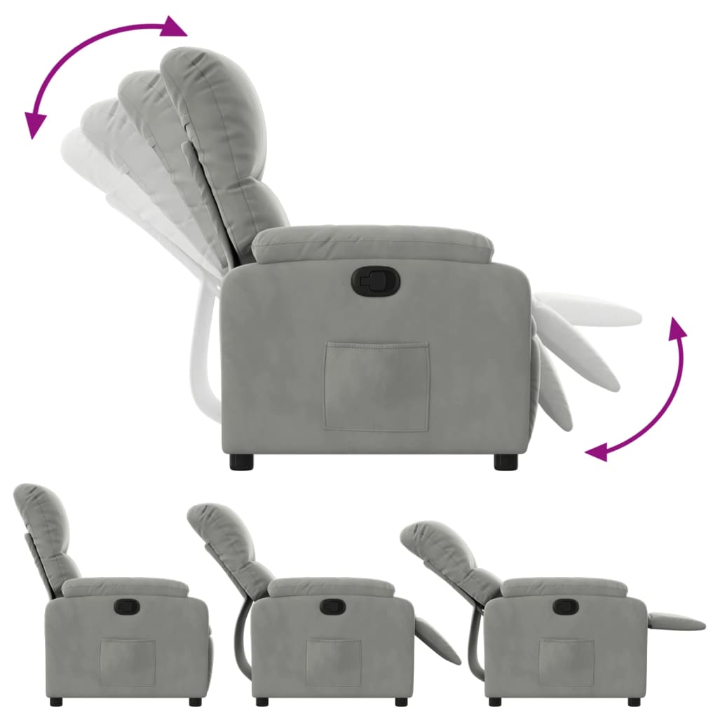 Relaxing chair light gray microfiber fabric