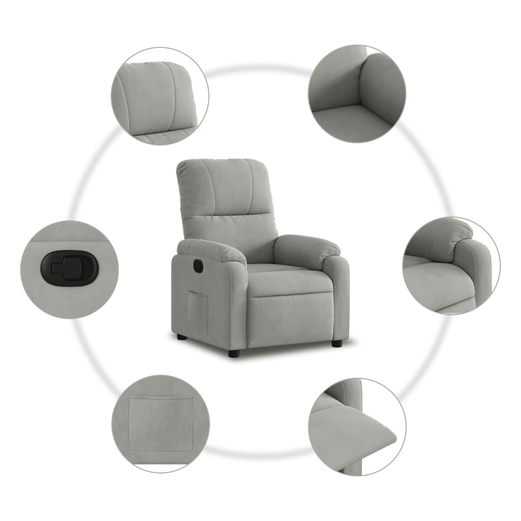 Relaxing chair light gray microfiber fabric