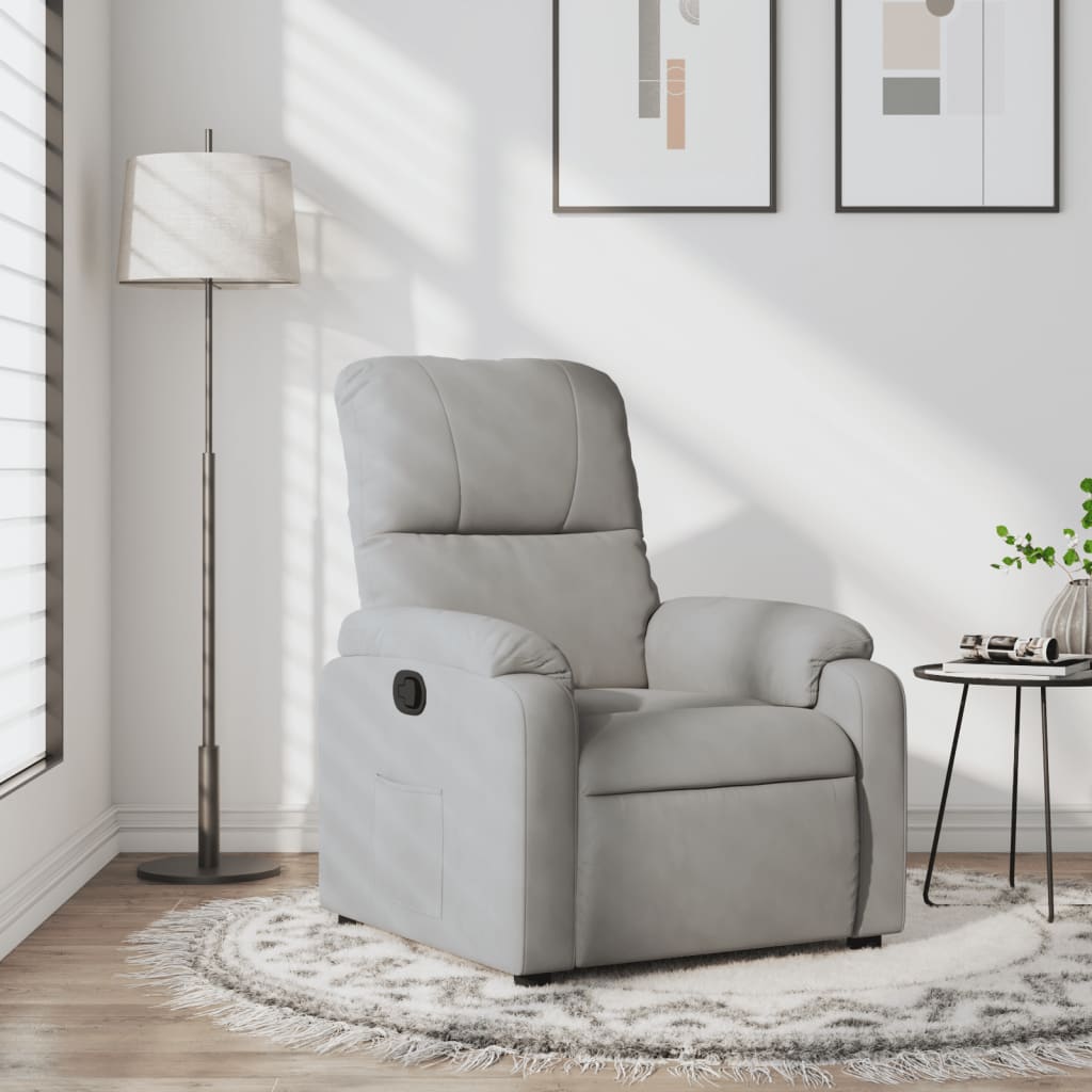 Relaxing chair light gray microfiber fabric