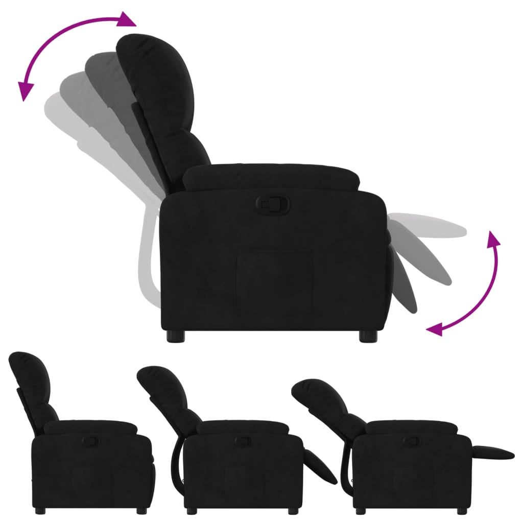 Relaxing Chair Black Microfiber Fabric