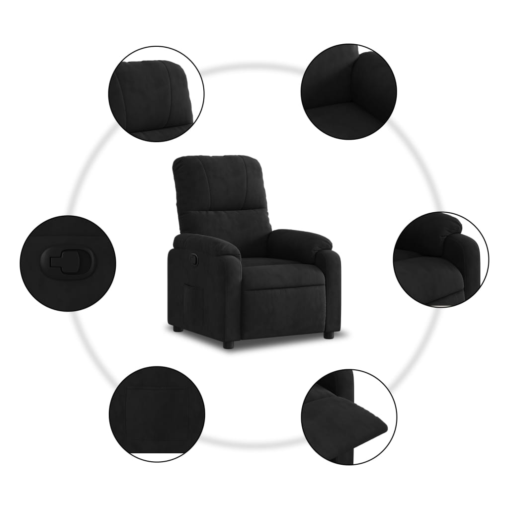 Relaxing Chair Black Microfiber Fabric