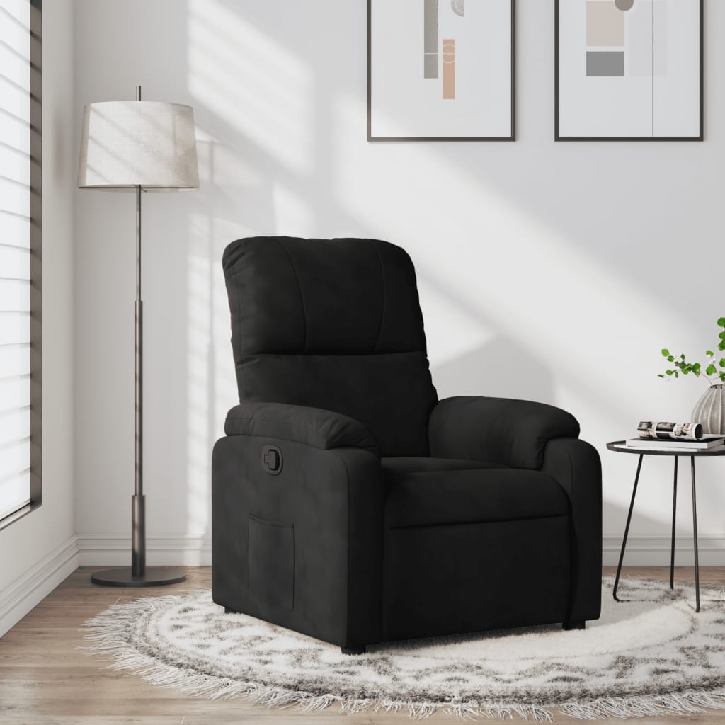 Relaxing Chair Black Microfiber Fabric