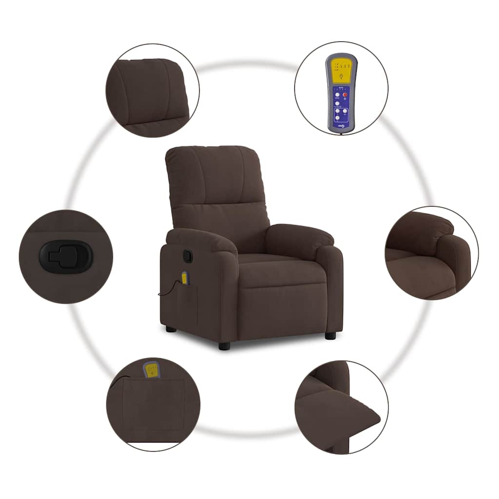 Massage Chair Brown Microfiber Fabric