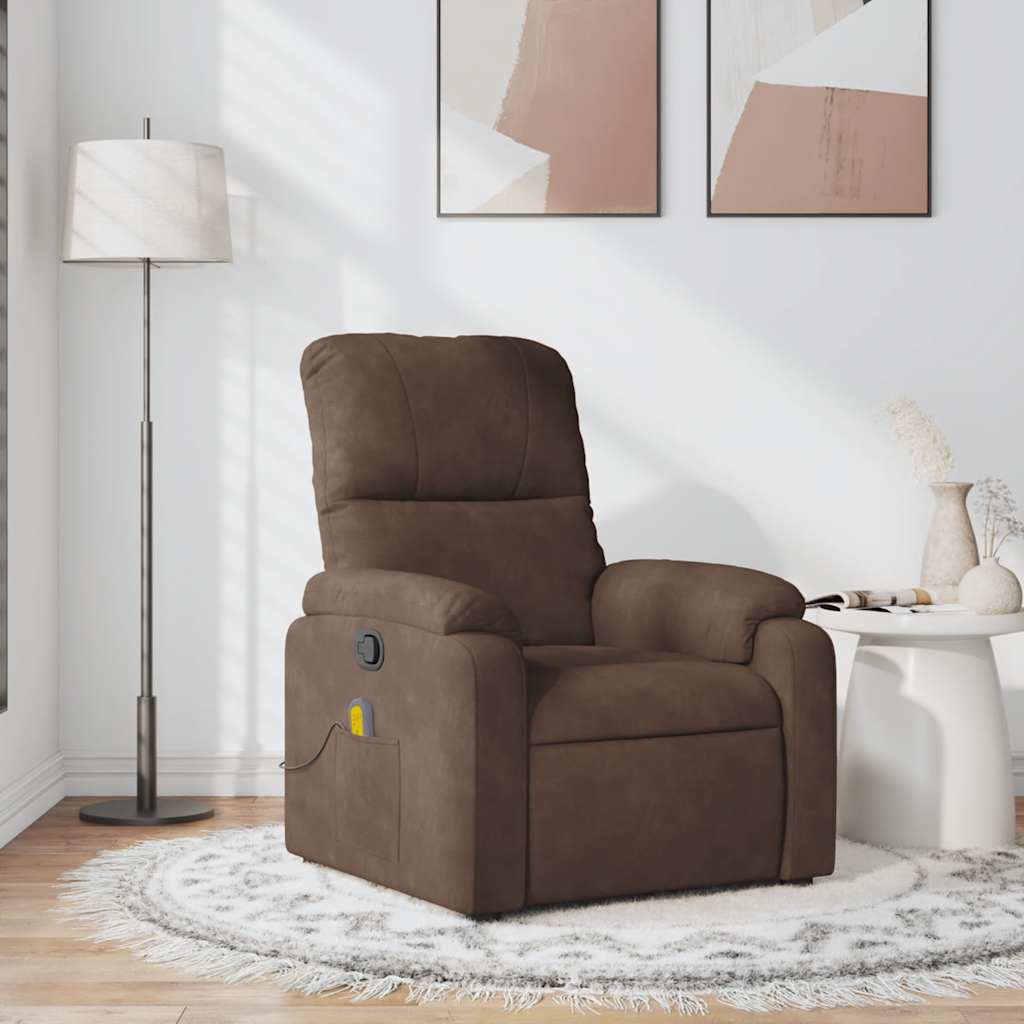 Massage Chair Brown Microfiber Fabric