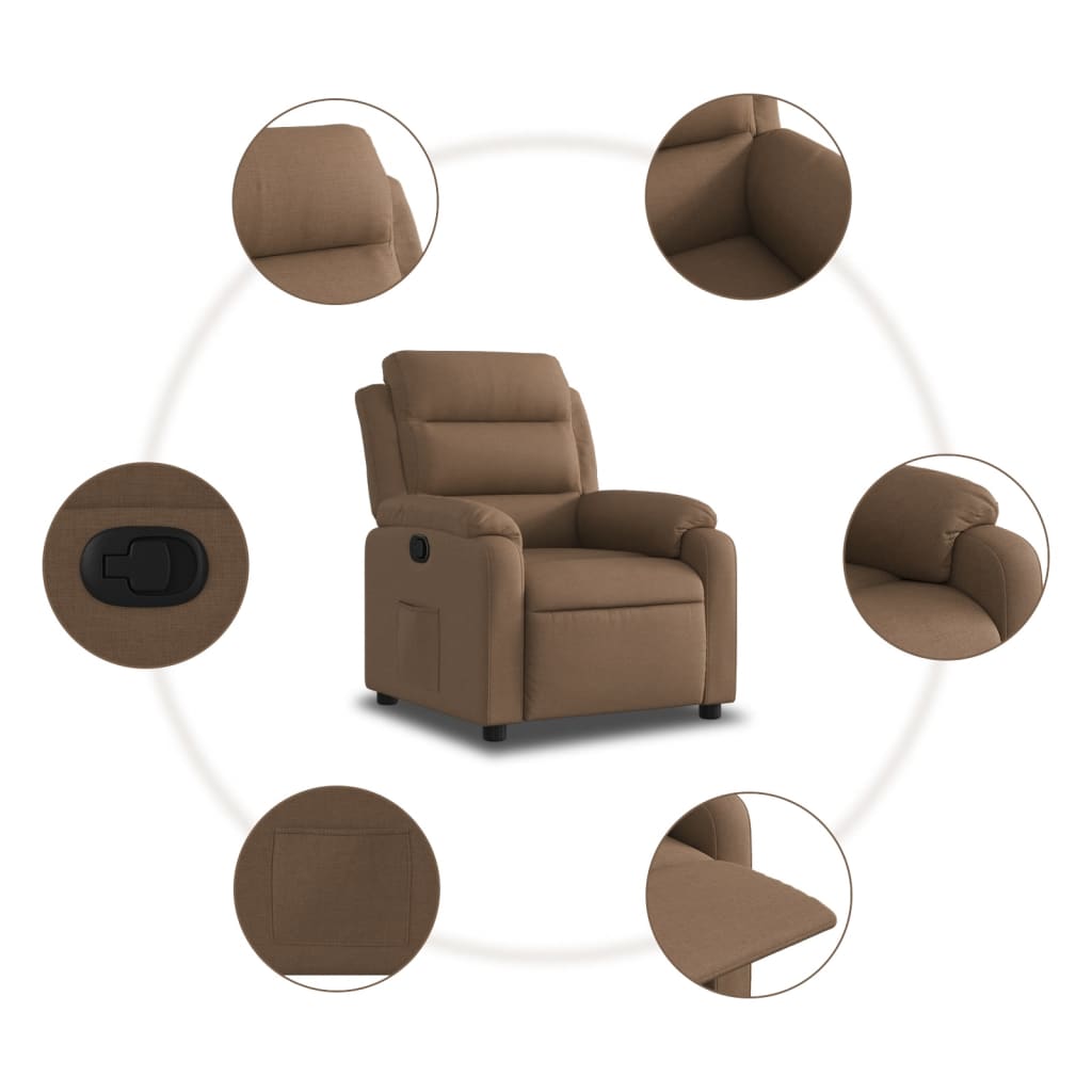 Relaxing Chair Brown Fabric