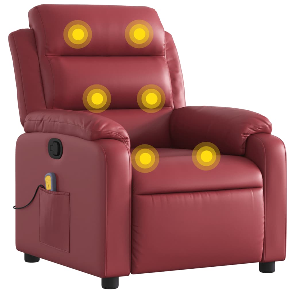massage chair wine red artificial leather