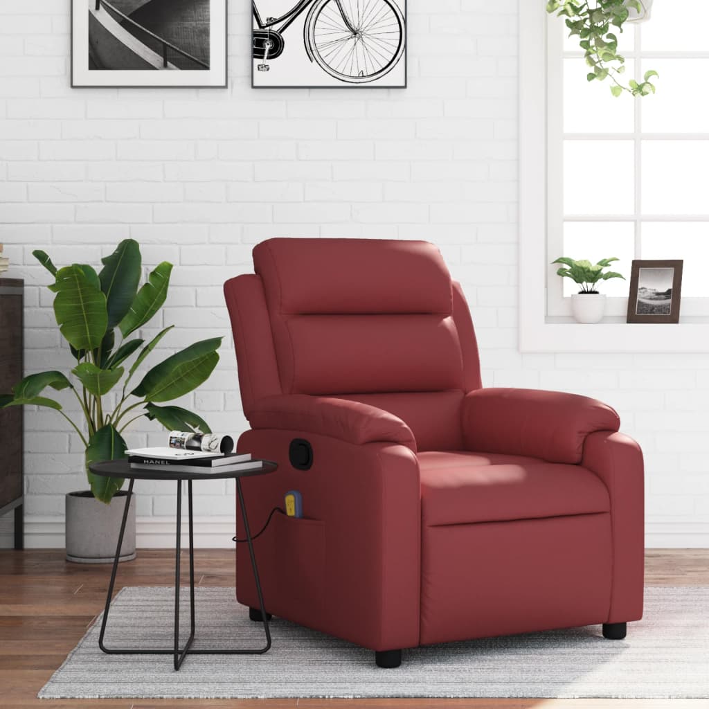 massage chair wine red artificial leather