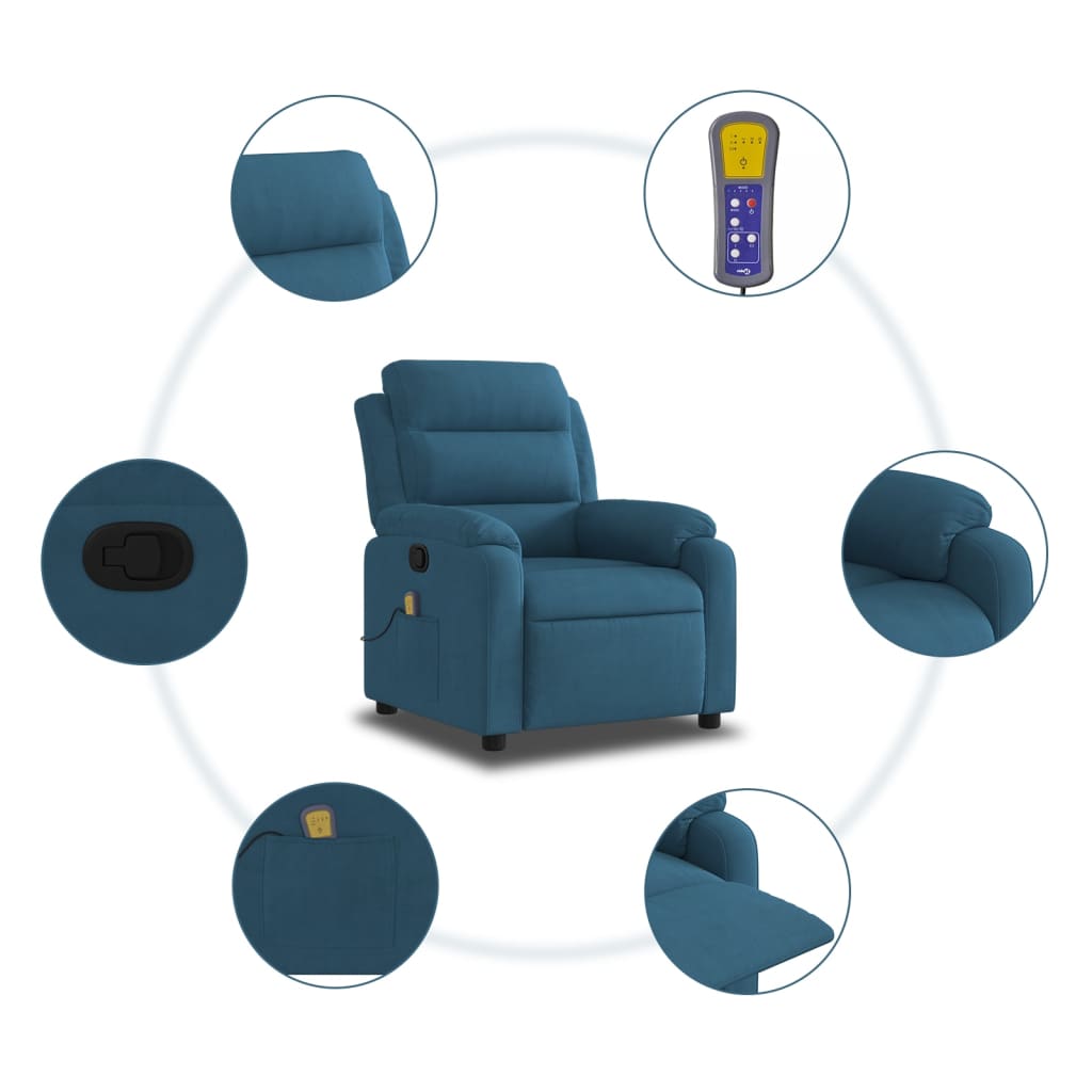 massage chair blue velvet
