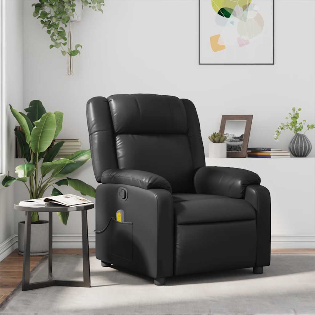 Massage Chair Black Faux Leather