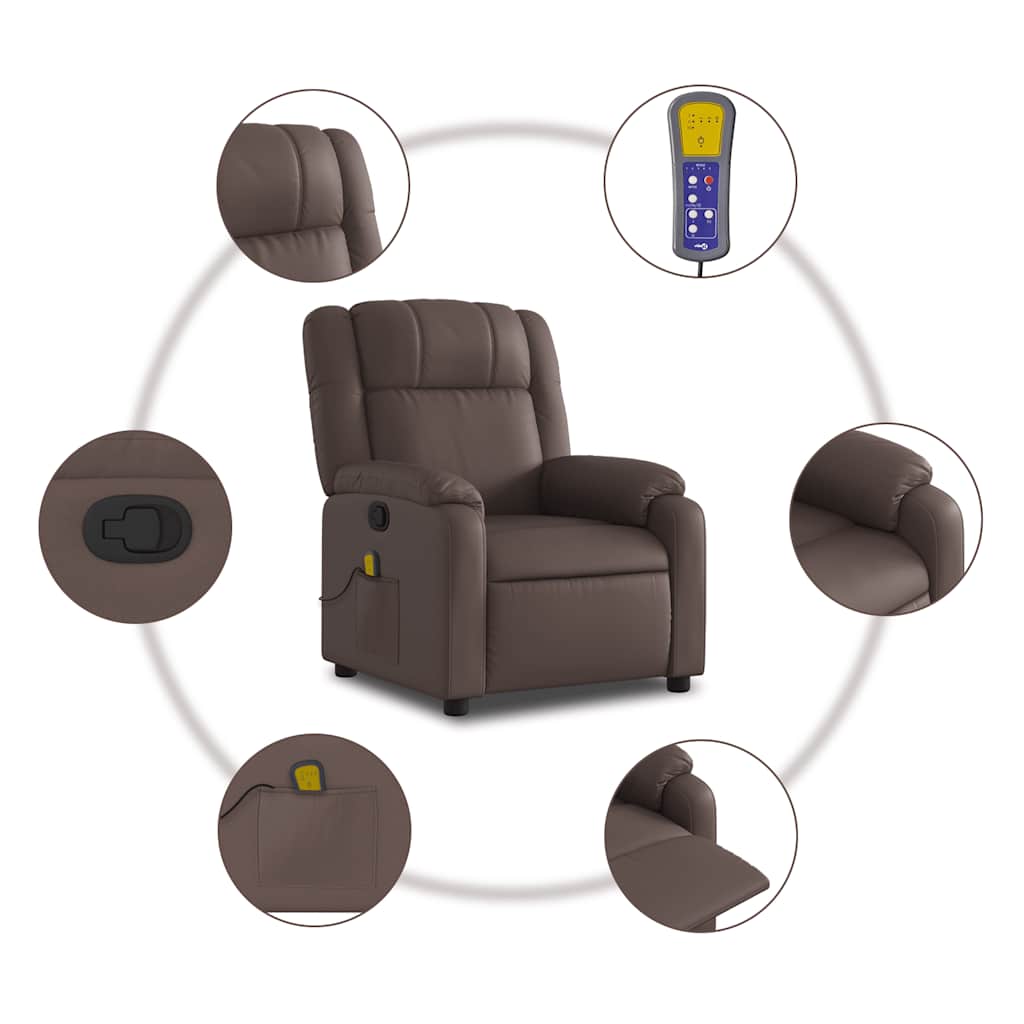 Massage Chair Brown Faux Leather