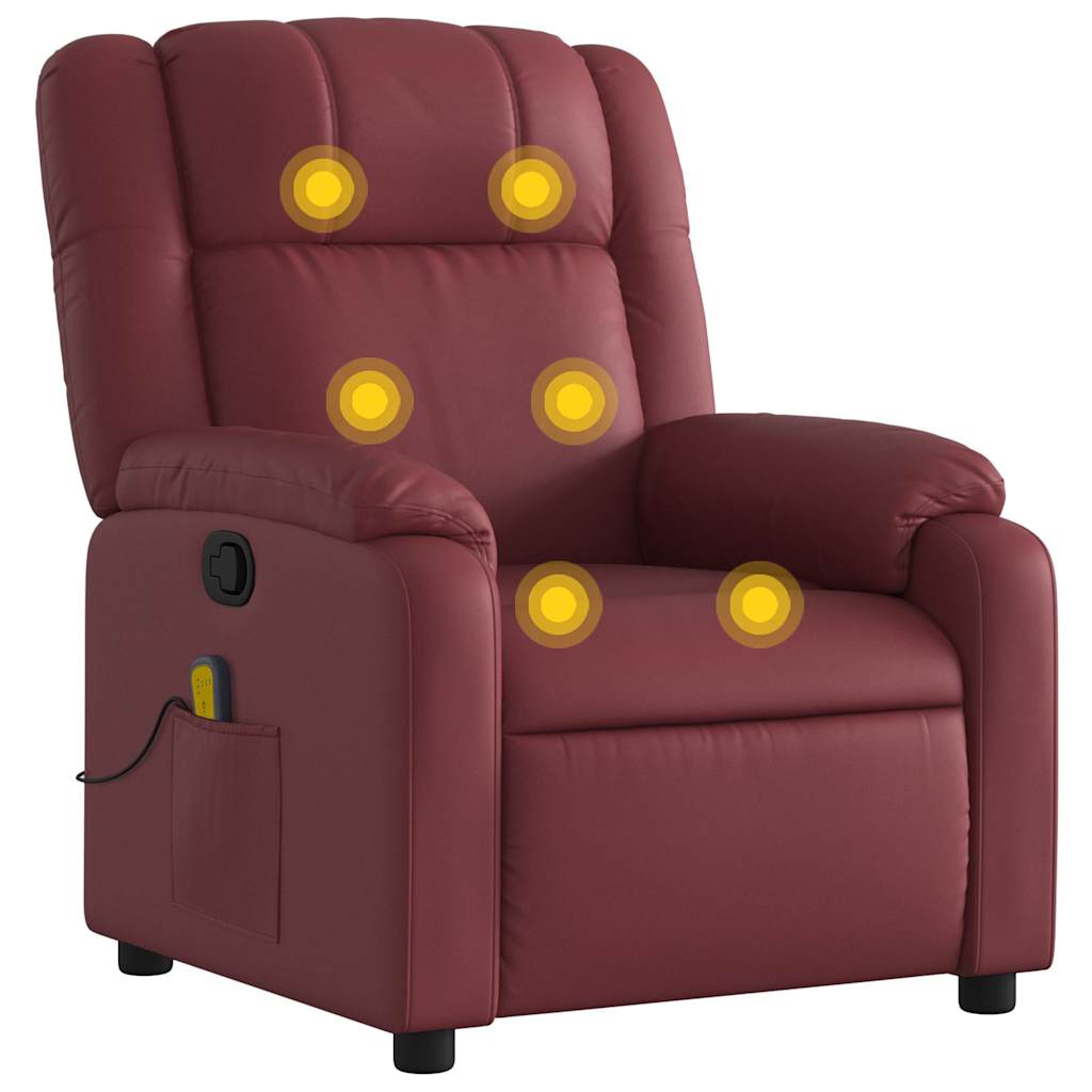 massage chair wine red artificial leather