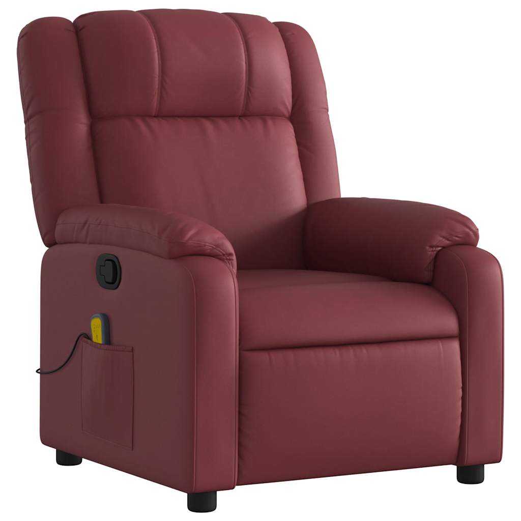 massage chair wine red artificial leather