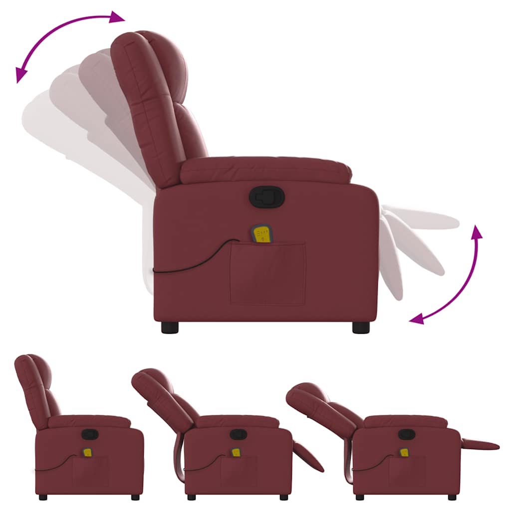 massage chair wine red artificial leather