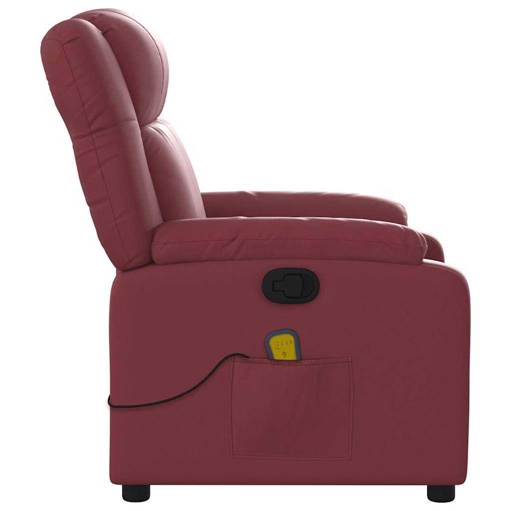 massage chair wine red artificial leather