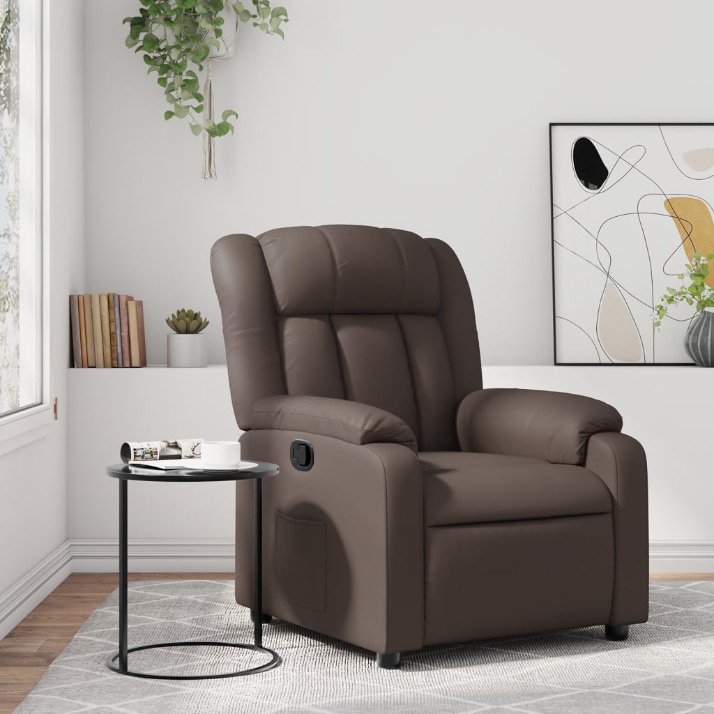 Relaxing Chair Brown Artificial Leather